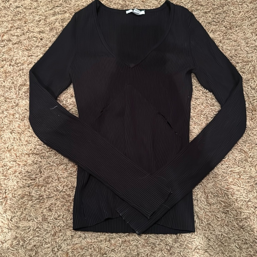bar III Black Knit Sweater with Cutouts by Abdominal Region | Size S